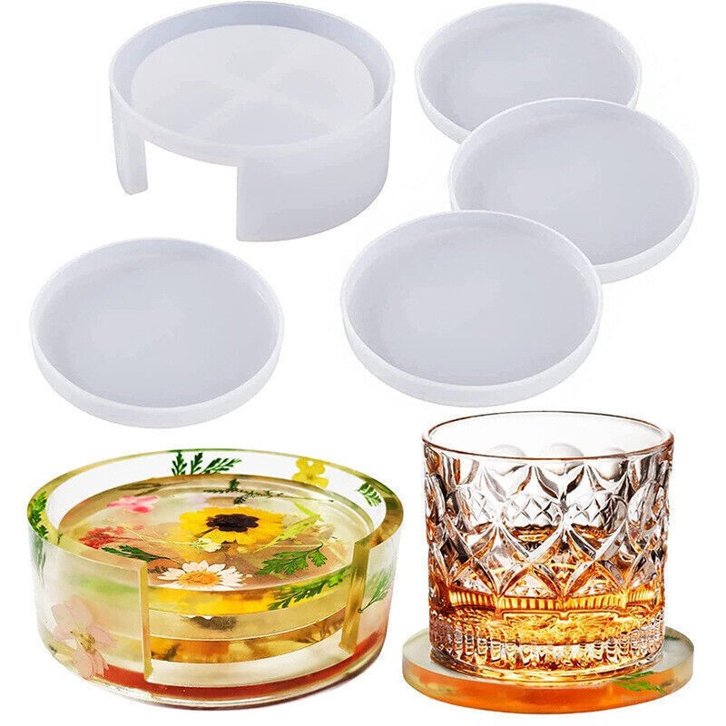 5pcs/set Epoxy Resin Molds For DIY Coasters Holder Silicone Jewelry Making Mould
