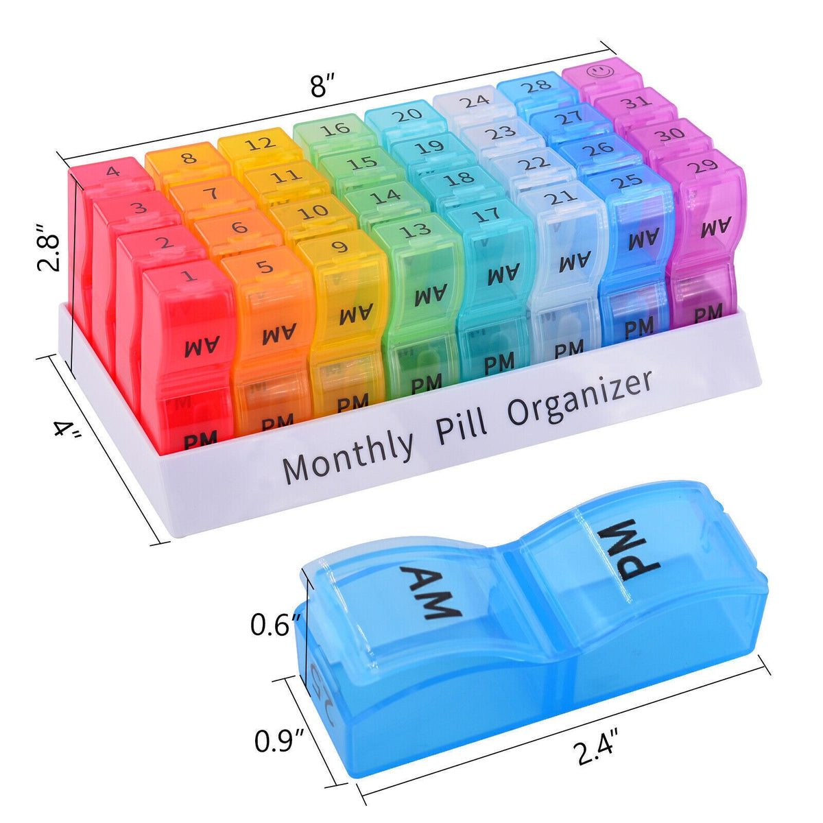 31 Day Pill Box Tablet Medicine Organiser Dispenser Storage Case Monthly Daily