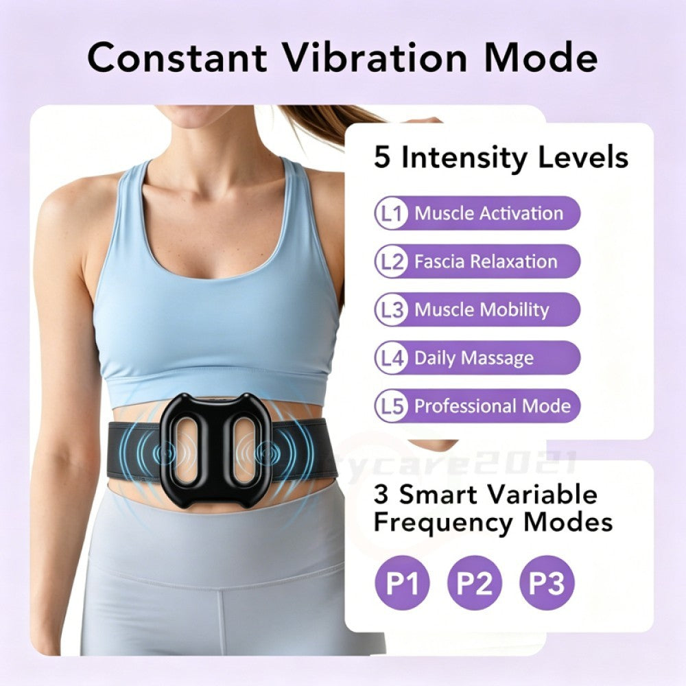 Full Body Vibration Fascia Ring Massager Rechargeable Fat Burning Belt 3 Modes