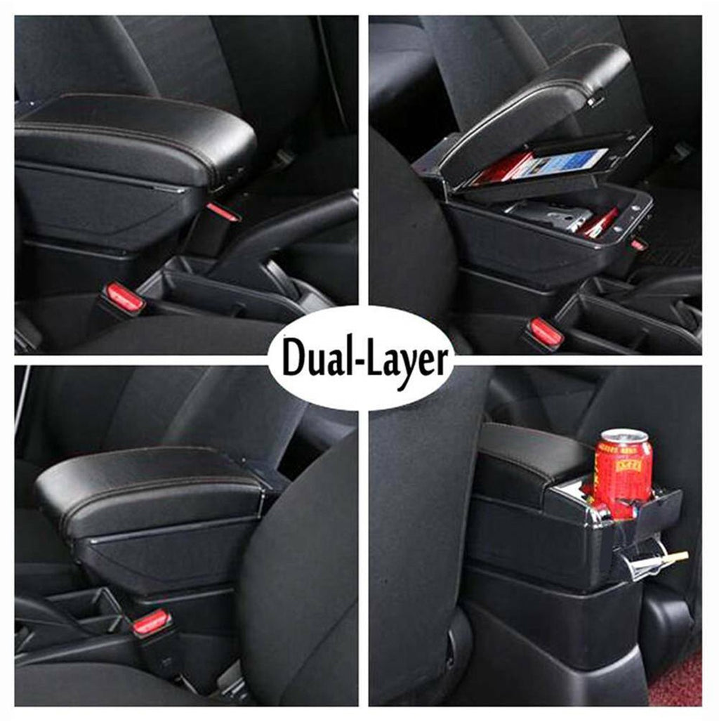 For VW Mk5 Polo 6R 2010-2017 Dual Layer Armrest Car Central Storage Box