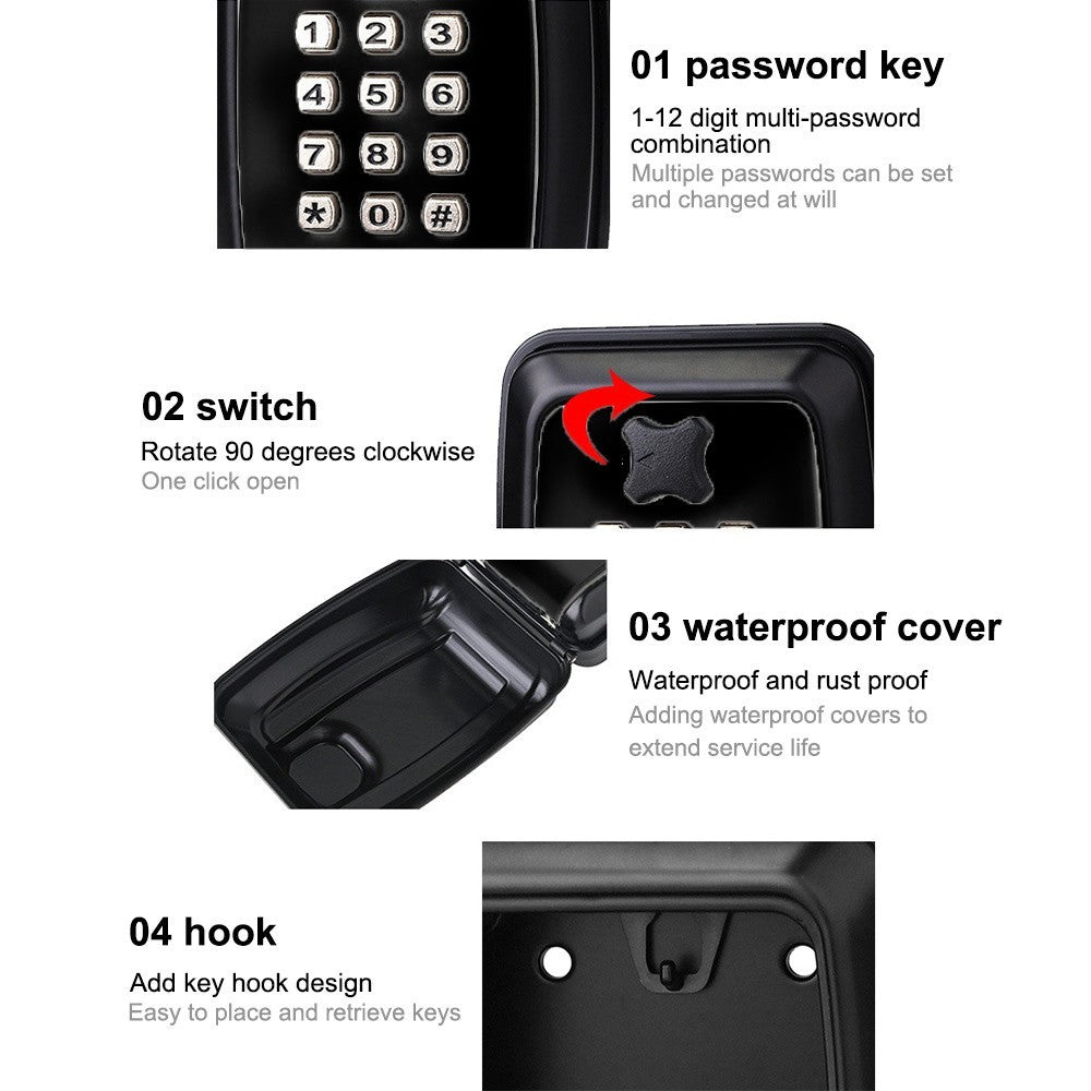 Key Safe Wall Mounted Police Approved, Key Lock Box Outdoor, Large Key Lock Box