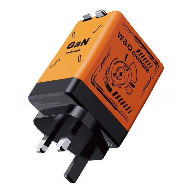 W&O 120W 2 in 1 GaN Wall Charger Retractable Type C Fast Charging Cable