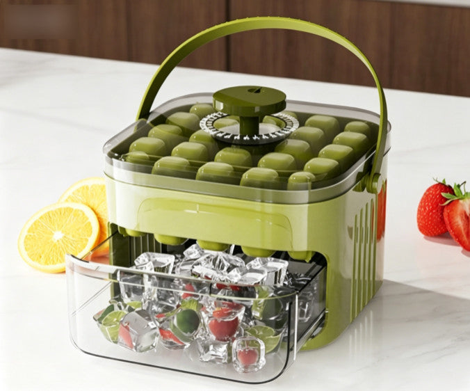 2pcs One Press Release Ice Cube Tray 50 Grids Double Layer Ice Maker Storage Box