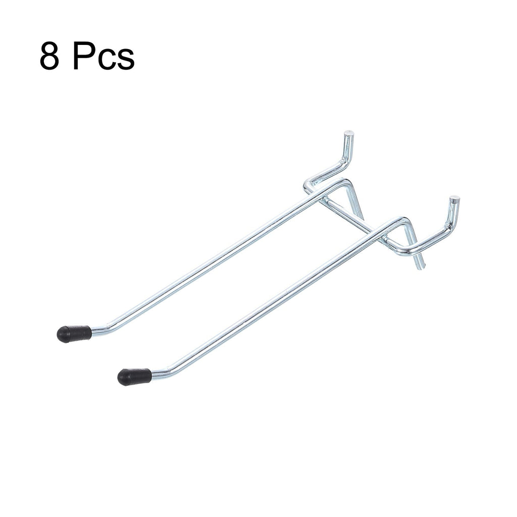 8pcs Pegboard Shelving Hooks 4" Metal Peg Board Holders, Silver