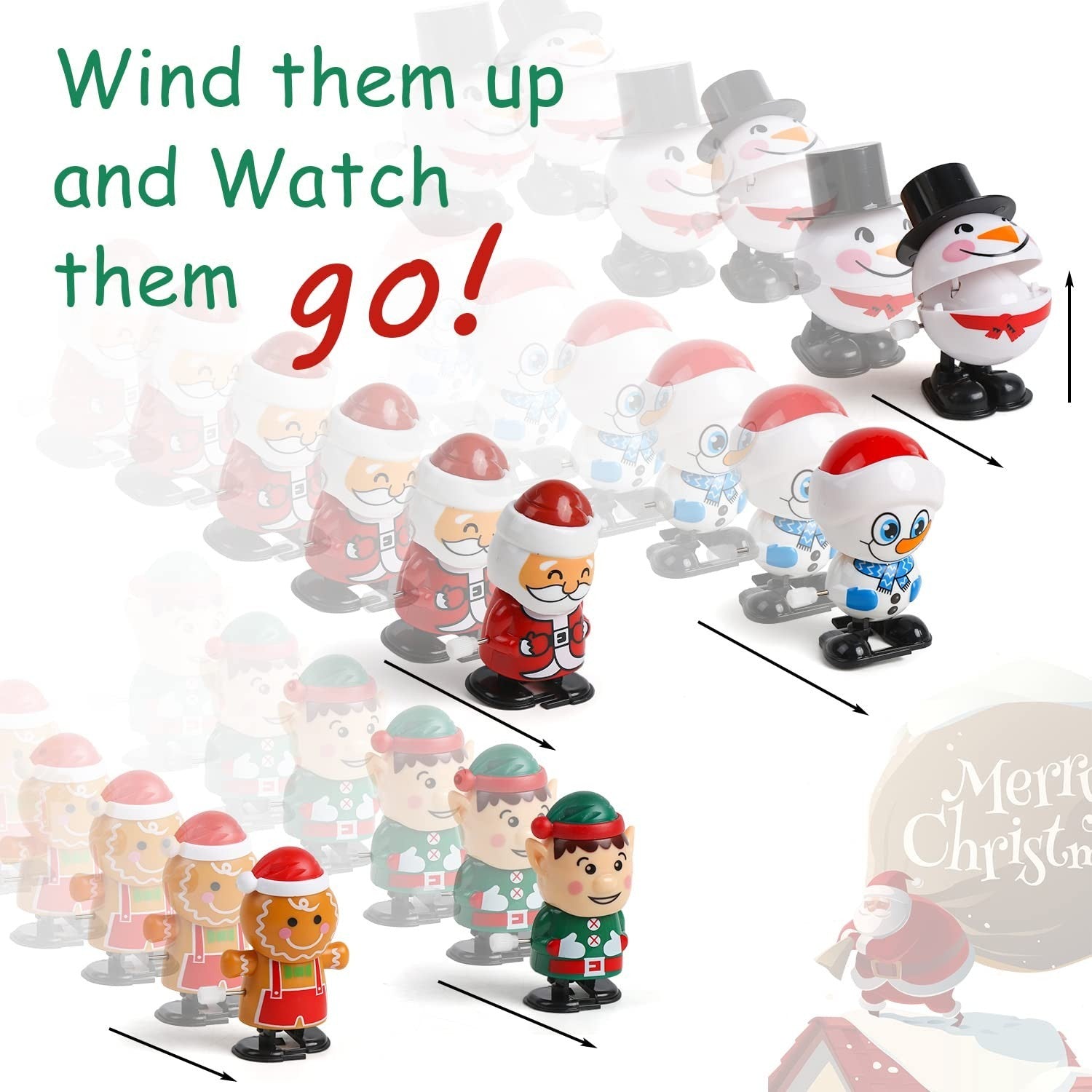 8 Pack Christmas Wind Up Toys Assortment Stocking Fillers Kids Party Gifts
