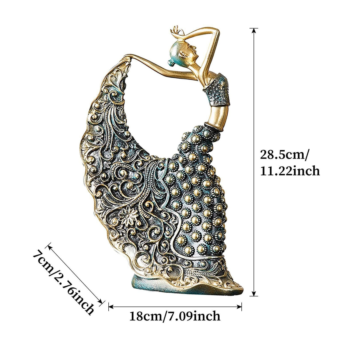 Creative  Dancer Figurine Dancing Statue Decor Ornaments Art Crafts Bronze.*