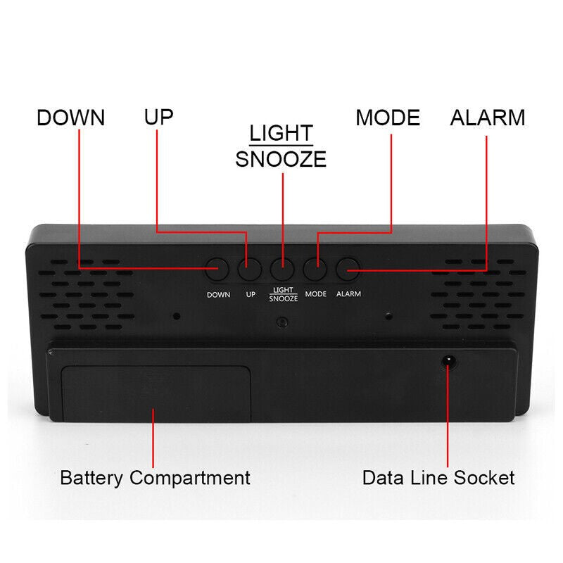 Alarm Clock Led Display Digital Mirror Voice Clock Battery/Plug-In Dual Purpose