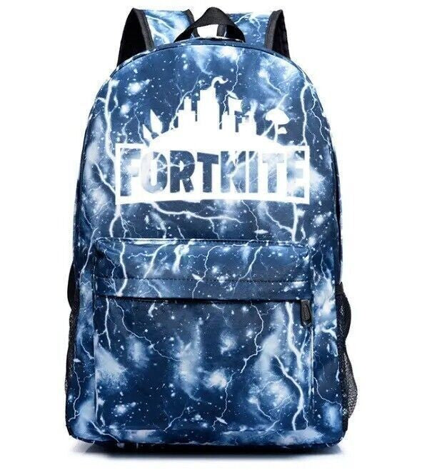 FORTNITE GALAXY SHOULDER BLUE BACKPACK BOY GIRL GLOW IN DARK SCHOOL BAG RUCKSACK