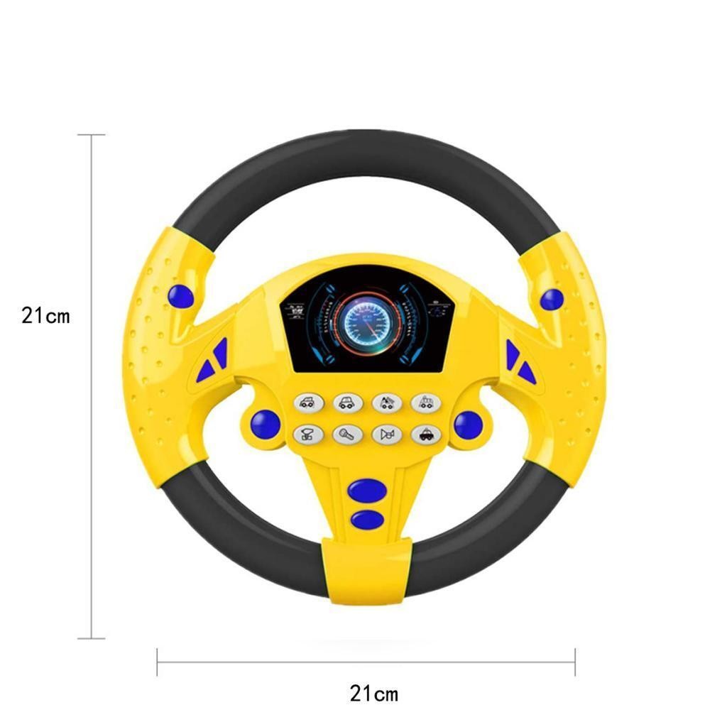 Kids Simulation Steering Wheel Toy Flash Lights Music Sound Car Seat Activity