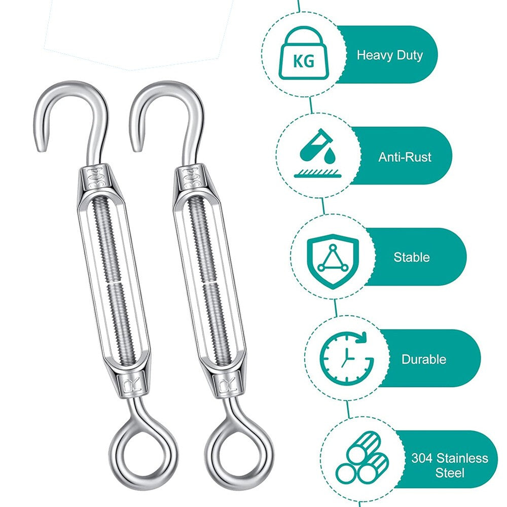 5PC Steel Hook Strainer Turnbuckle Wire Tensioner Eye Rope Cable Tension Heavy