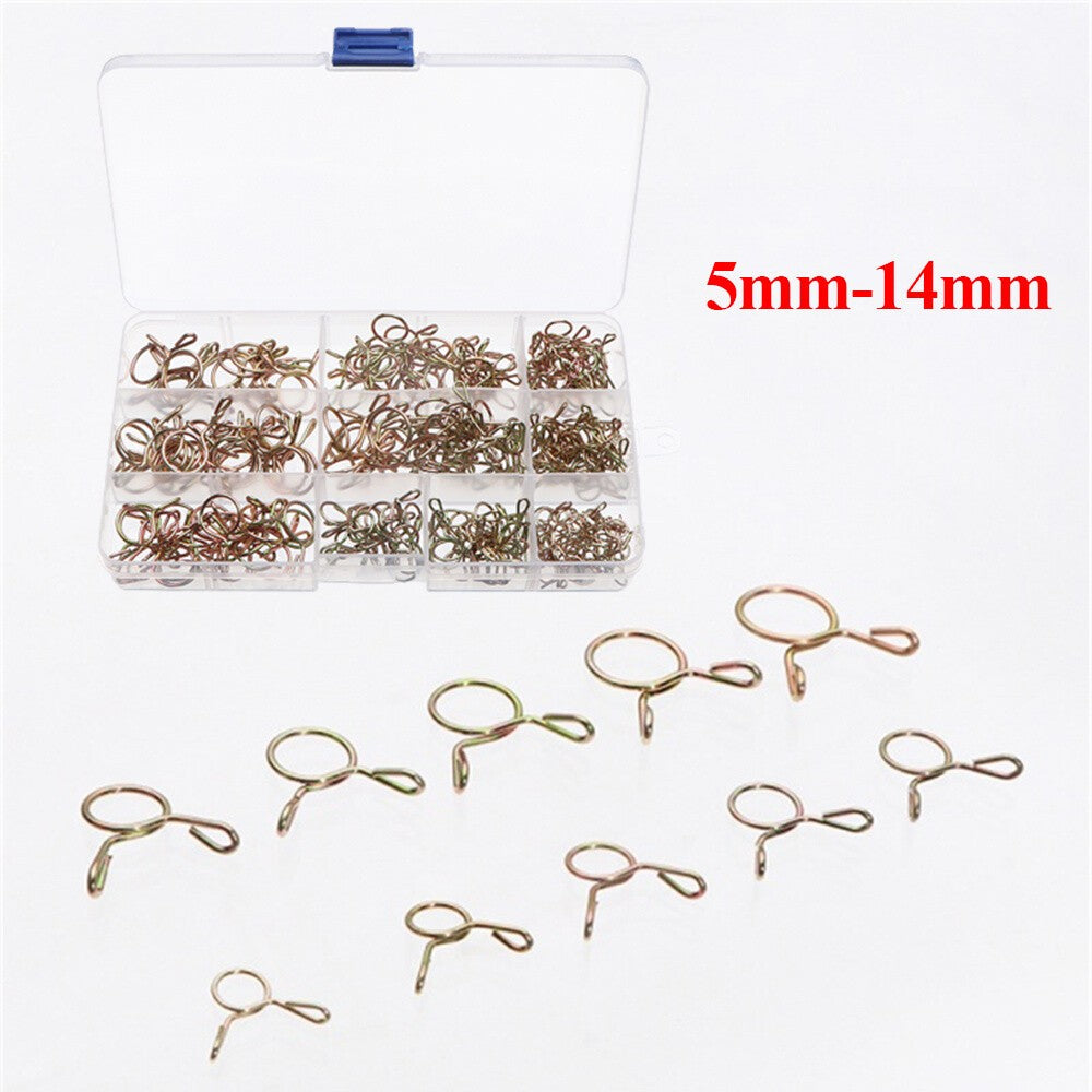 250Pcs Motorcycle Double Wire Spring Clamp Fuel Line Hose Tube Clips Assortment