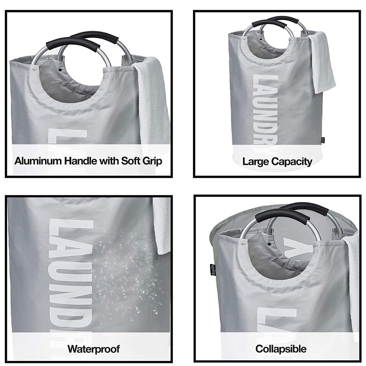 82L Foldable Fabric Laundry Basket Collapsible Clothes Hamper Bag Washing Bin