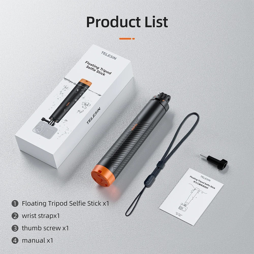TELESIN 4 in 1 Floating Hand Grip Tripod Selfie Stick for GoPro Hero 13 12 11 10