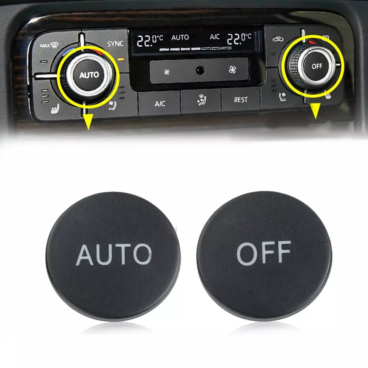 2PCS Front AC Climate Control Knob Button Cover Cap For VW Touareg 2011-2014 New