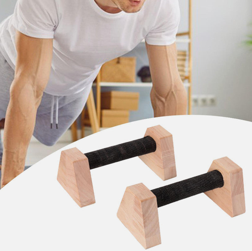 2x Push up Bars Stands Anti Slip Planks Handstand Training Wood Parallettes