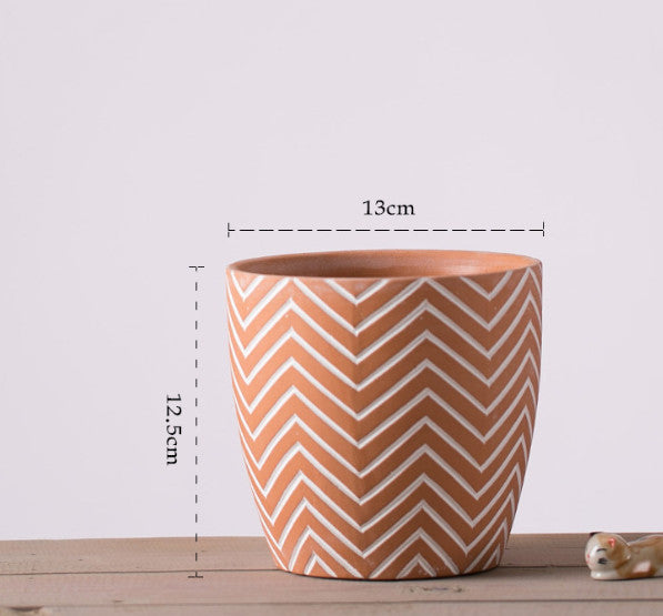 Geometric Patterns Outdoor Plant Pots Stylish Planters with Drainage Holea