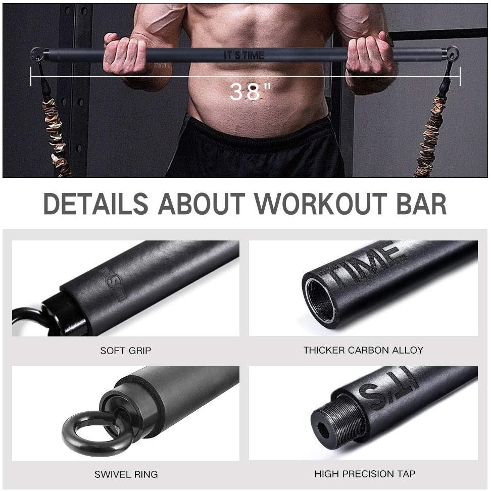 Innstar Resistance Bands Bar Black Set Home Gym Bench Up Press Squats Deadlifts