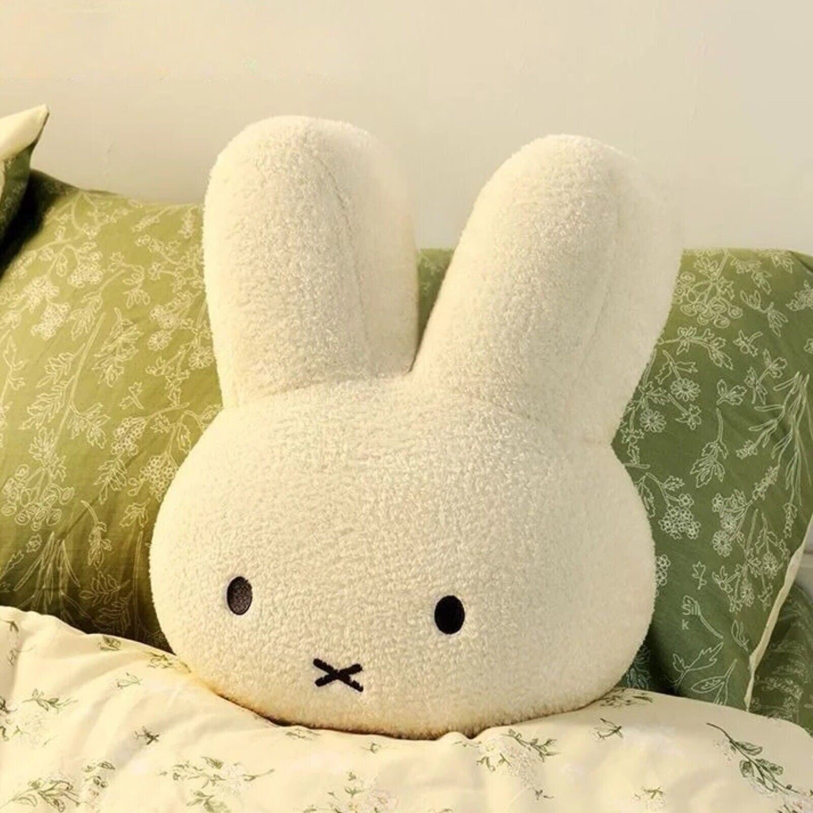 40cm&Beige White HUGE Miffy Mascot Rabbit Face Sleeping Cushion Hug Bed Pillow