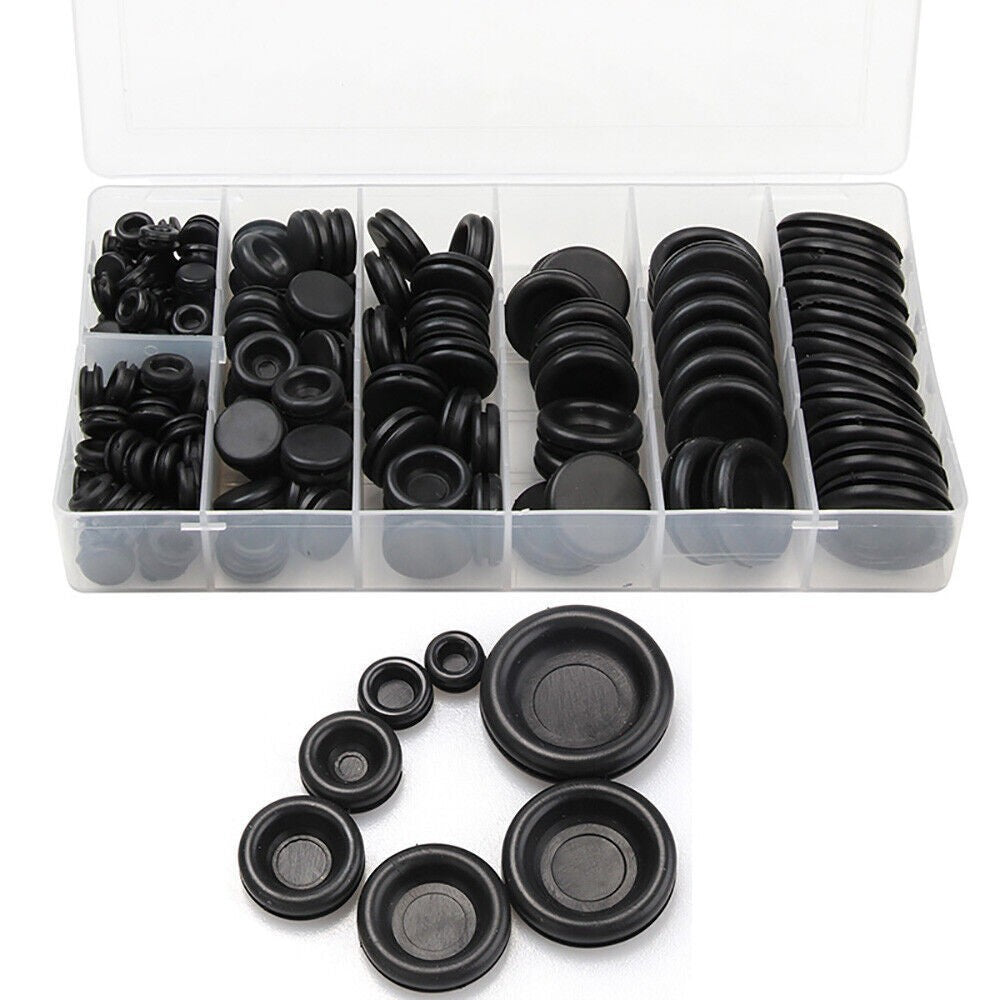 200X Rubber Grommets Blanking open/closed blind Grommet Set in Assorted Sizes