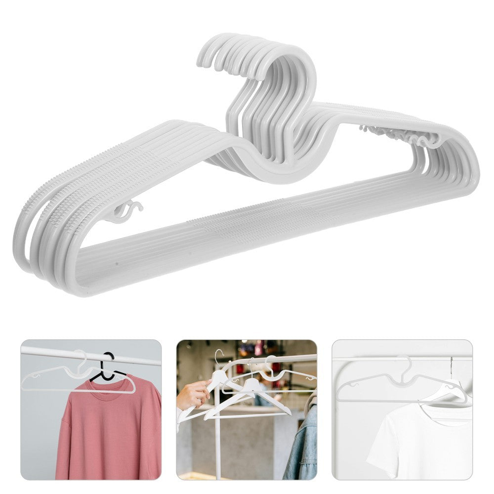 10 Pcs Plastic Short Neck Non Slip Hangers Space Saving For Clothes Closet