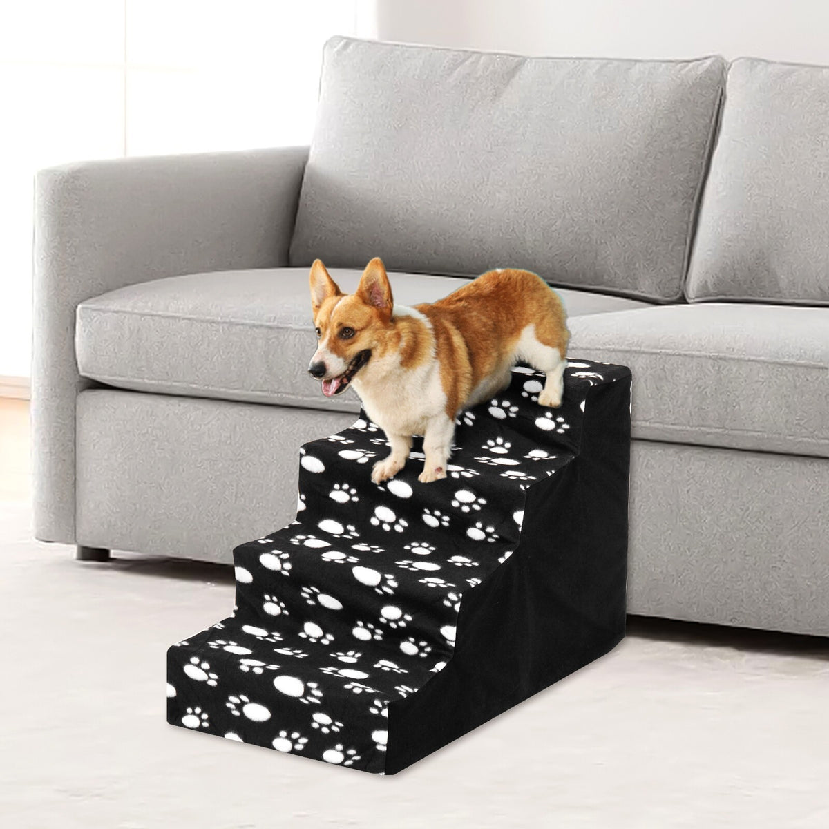 3/4 Steps Pet Dog Ramp Soft Stairs Puppy Ladder Washable Cover Sofa Bed