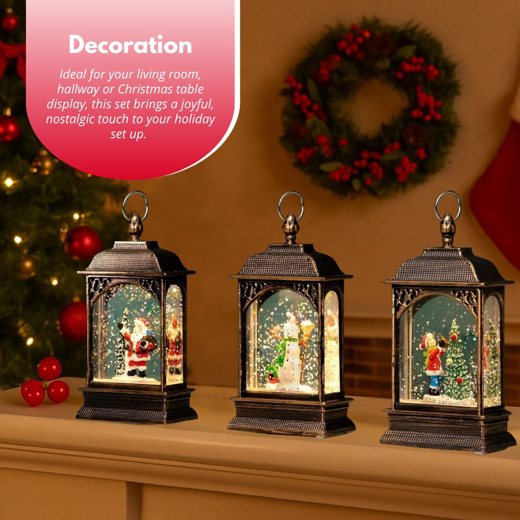 Christmas Santa Train Snow Globe Xmas Home Decor Snowman 25cm 4pc Set Reindeer