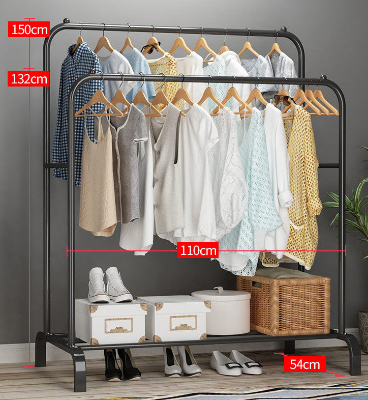 Heavy Duty Double Clothes Rail Hanging Rack Garment Display Stand Shoes Storage