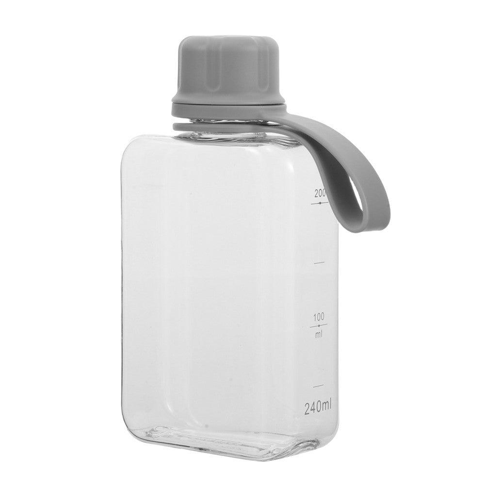 Small Leakproof 240ml Plastic Square Water Bottle Slim Flat Travel Portable