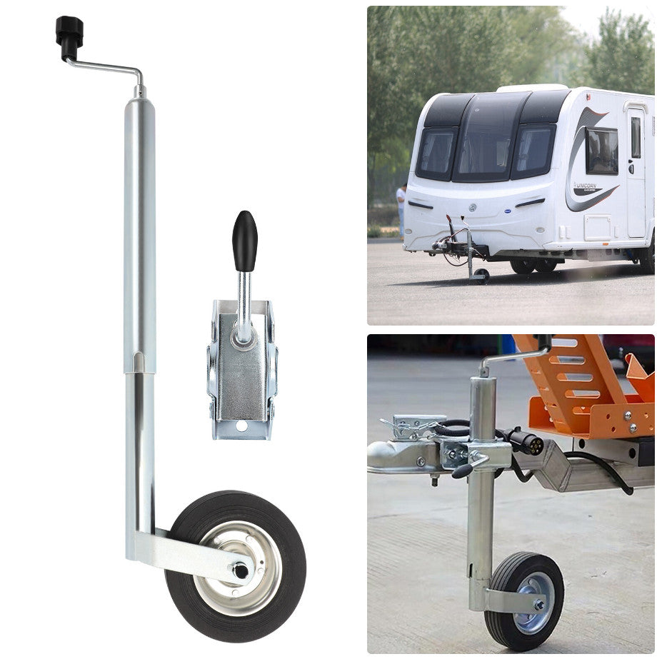 48MM Ribbed Jockey Wheel Heavy Duty (Metal Rim Wind Up Handle Caravan Trailer)