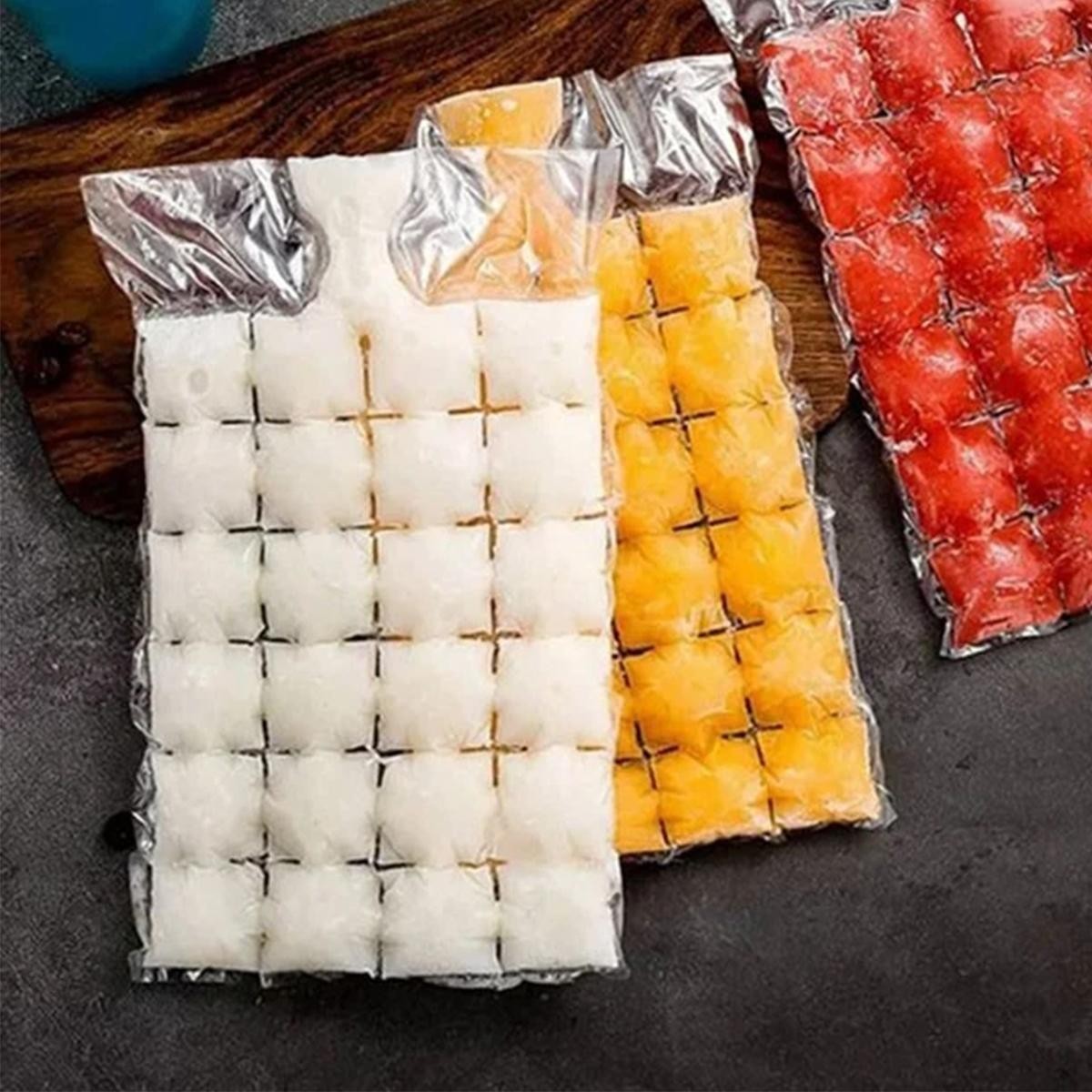 100 Ice Cube Freezer Bags 2400 Disposable Cubes Maker Clear Bag Fridge Party BBQ