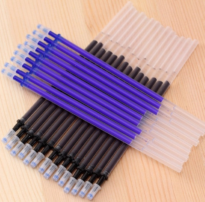 100x Erasable 0.5m Gel Pen Blue/Black Ink Magic Refill Heat-erasable Pen Refill