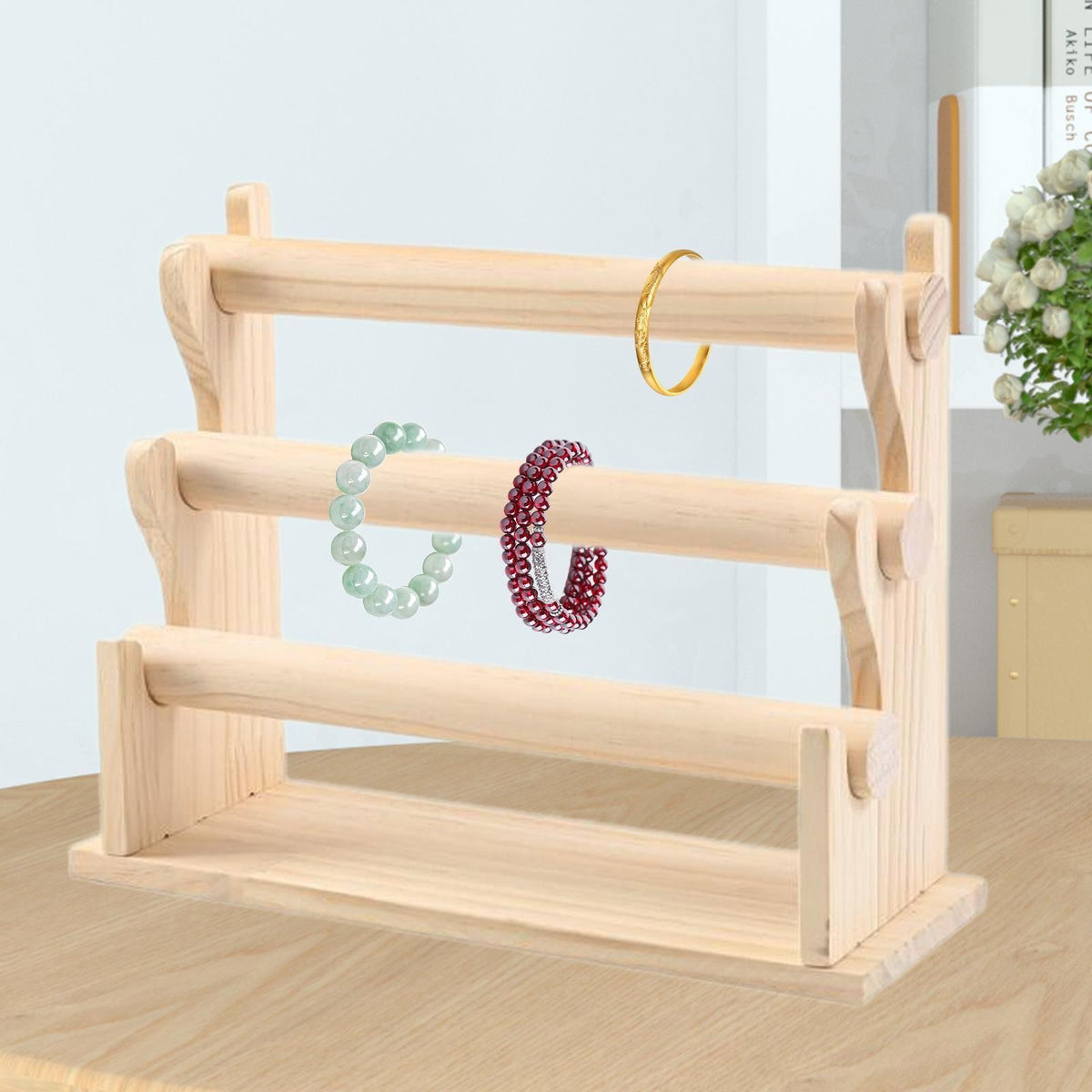 Hair Rope Display Organizer Bracelet Stand Wooden Bracelet Holder Bangles