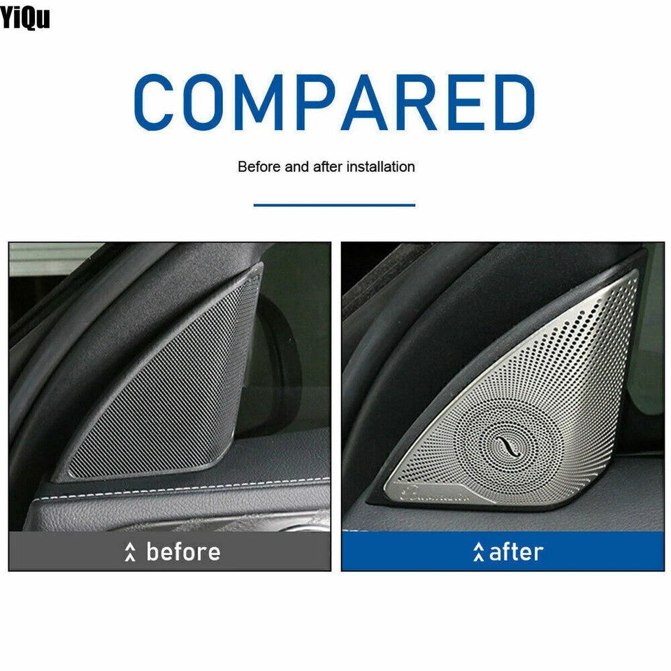 2x Door A-Piller Tweeter Decoration Covers For Mercedes Benz C Class W205 15-21