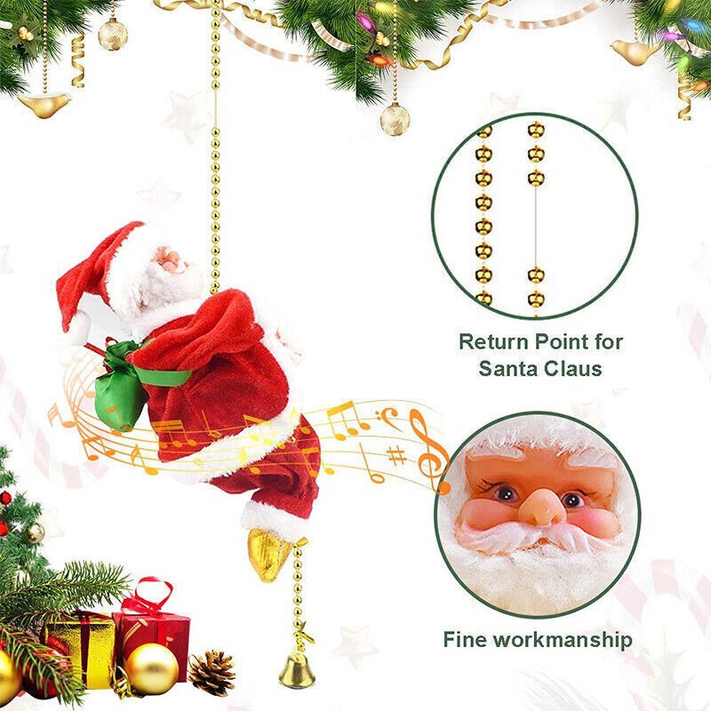 Christmas Electric Santa Claus Climbing Ladder Doll Music Xmas Music Decor Party