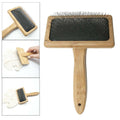 Genuine Sheepskin Luxury Wire Rug Slicker Brush For Pet Grooming Wooden Handle