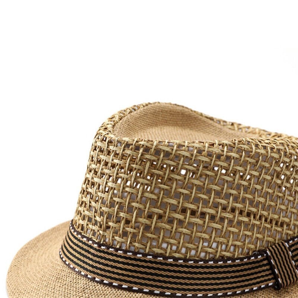 Summer Straw Fedora Hat Trilby Cuban Sun Cap Panama Short Brim Floral Hat New