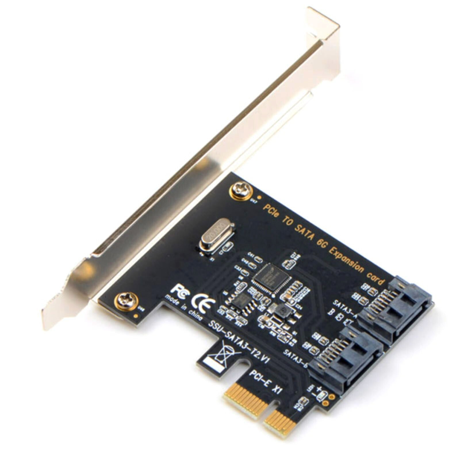 1X PCI Express PCIe to SATA3.0 6G 2-Port Expansion Controller Card Adapter