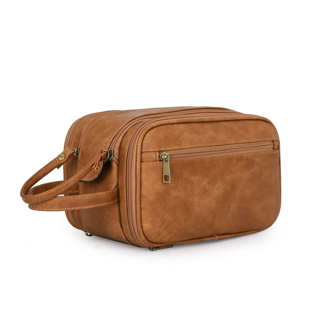 PU Leather Toiletry Bag For Men Large Travel Wash Bag Shaving Water-Resistant UK