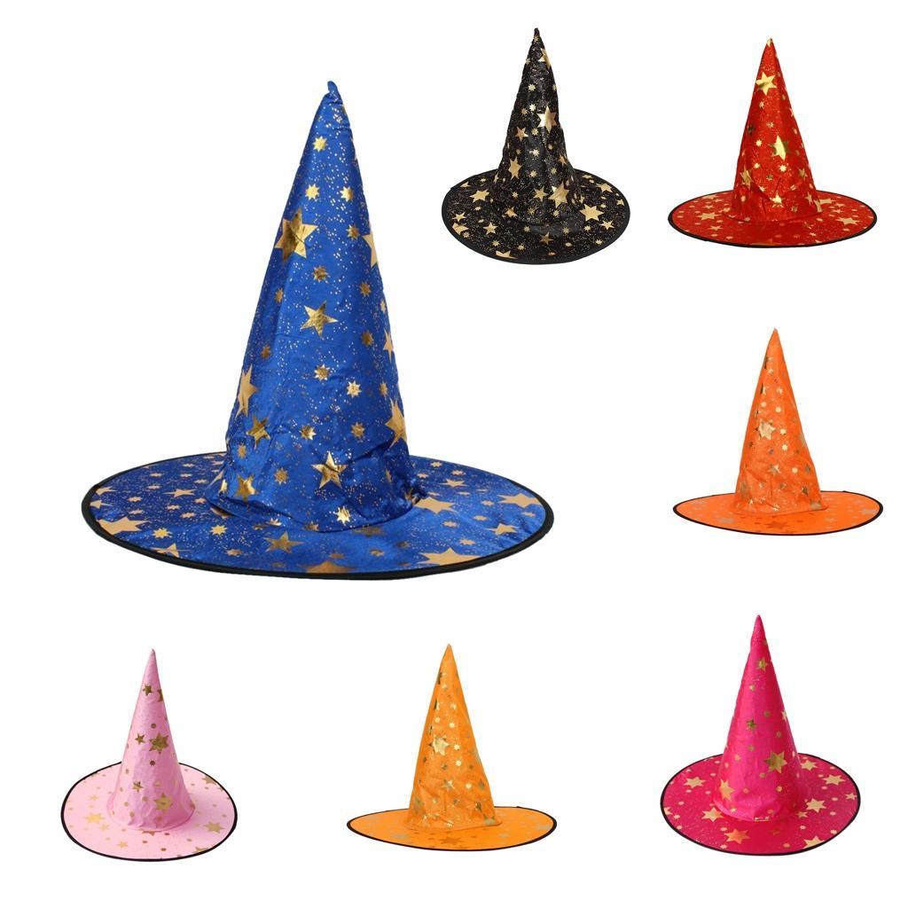 Wizard's Hat with Gold Stars Halloween Fancy Dress Costume Blue