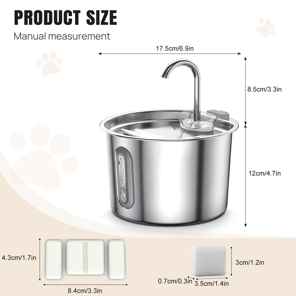 Pet Water Fountain 2.2L Automatic Dog Drinking Fountain Filtered Cat Water Bowl