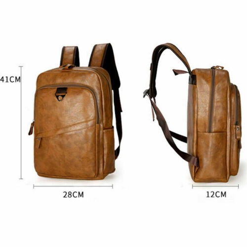 Men's Vintage Style Real Genuine Leather Bag Rucksack Laptop Backpack Brown Bag
