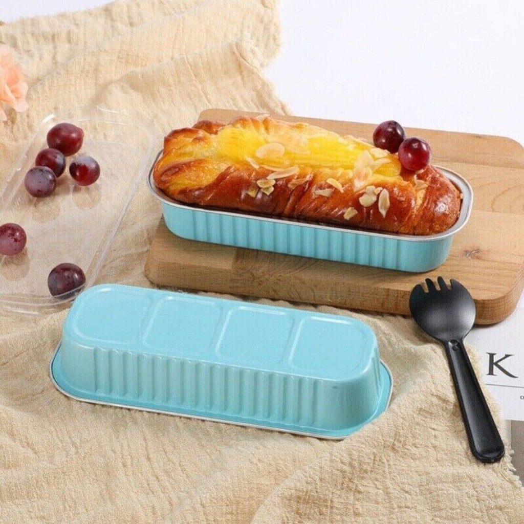 10pcs Aluminum Foil Baking Cake Box Cupcake Baking Pan Pudding Box With Lid sh
