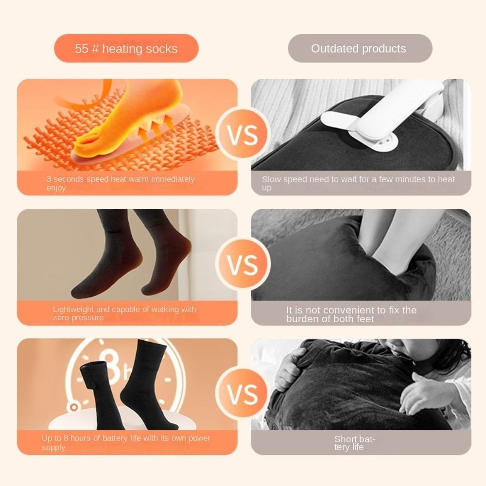 Fast Heating USB Heated Socks Cotton Electric Heated Socks  Outdoor Sports
