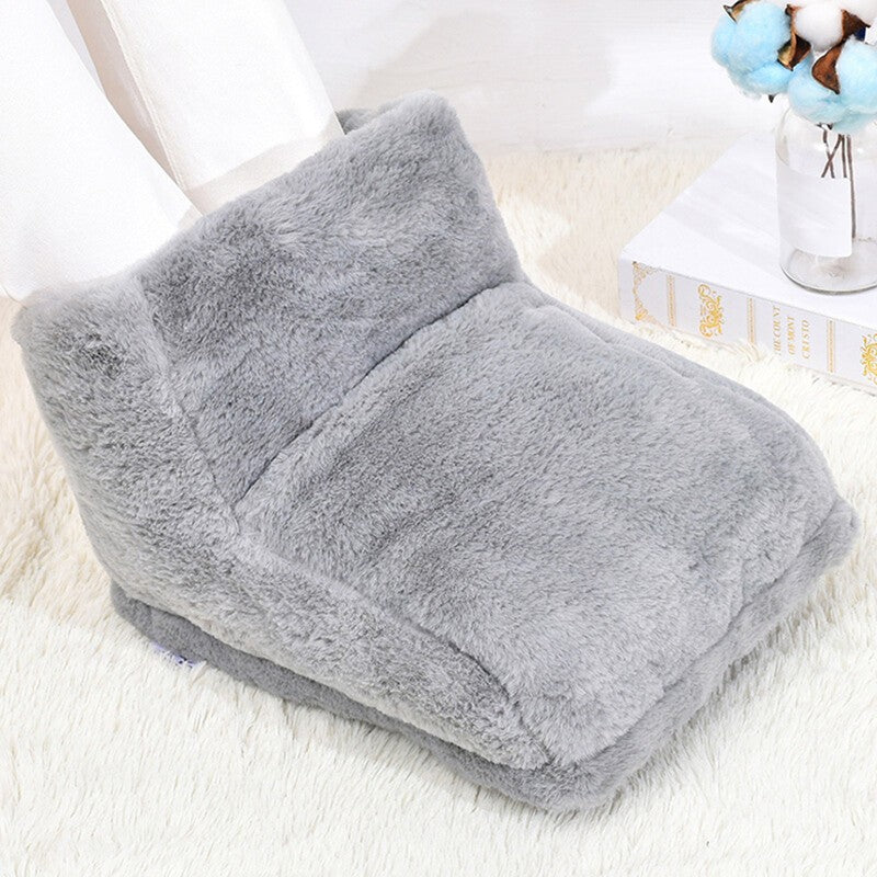 Unisex Electric Heated Foot Warmer Winter Home Office Plush Feet Warming Boot