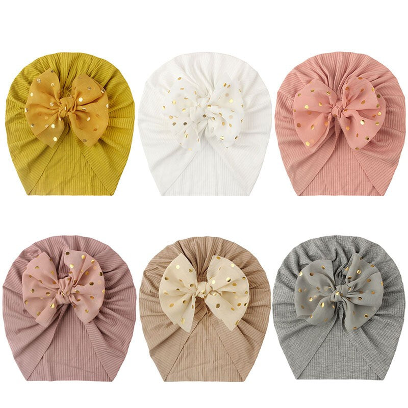 Newborn Girls Turban Hat Bowknot Cap Beanie Sequins Headband Wrap Bonnet Glitter