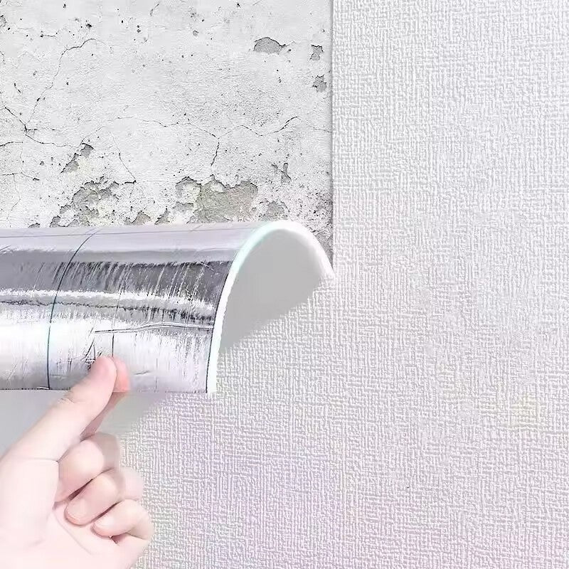 10M Thicken Self-Adhesive Thermal Insulation Linen Wall Sticker Plain Wallpaper