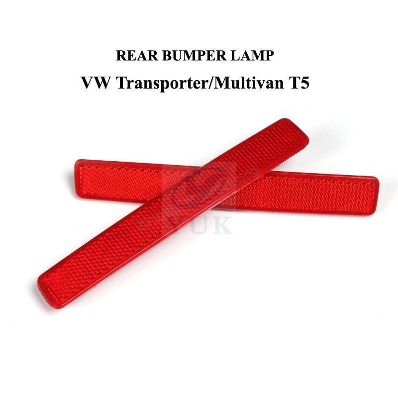 Red Lens Rear Bumper Reflector Assembly Light L+R  For VW TRANSPORTER T5 2003-11