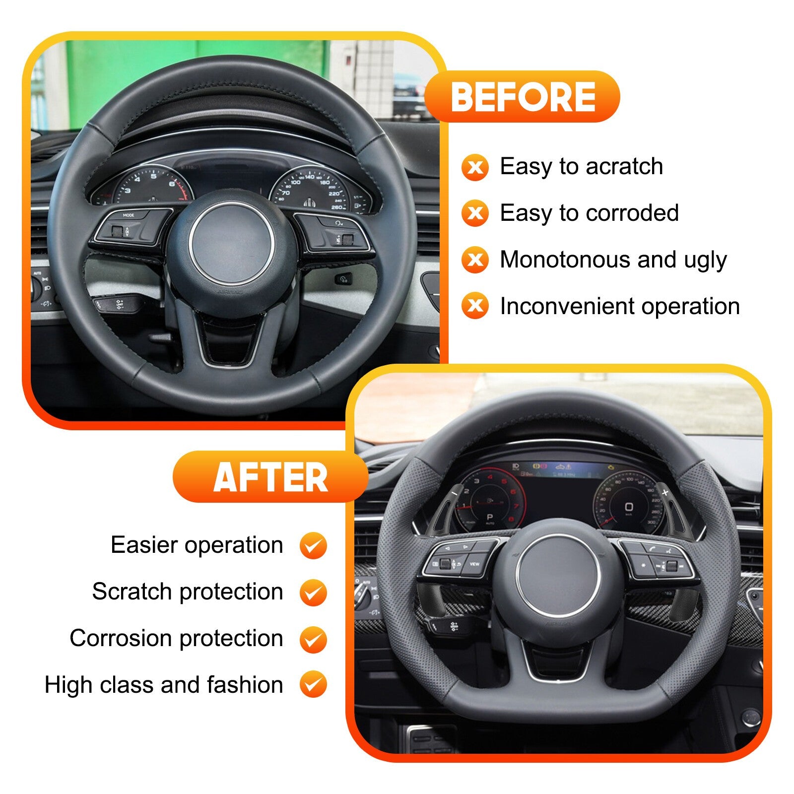 Extension Steering Wheel Shifter Paddle Shift For Audi A3 A5 S3 S5 Q5 Q7 TT TTS