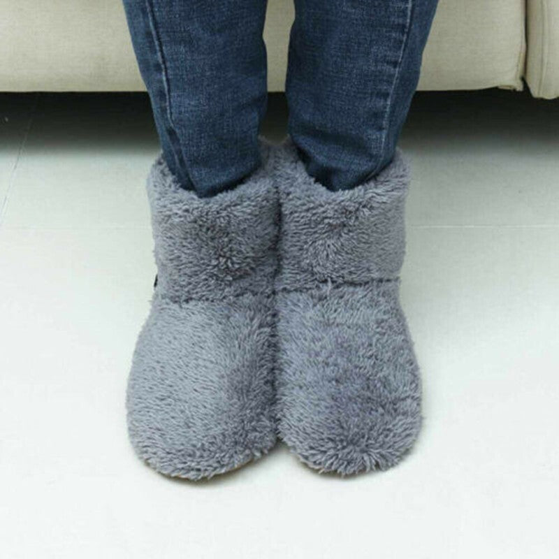 Electric USB Warmer Foot Shoe Plush Slipper Feet Heat Washable Sock Shoes Unisex