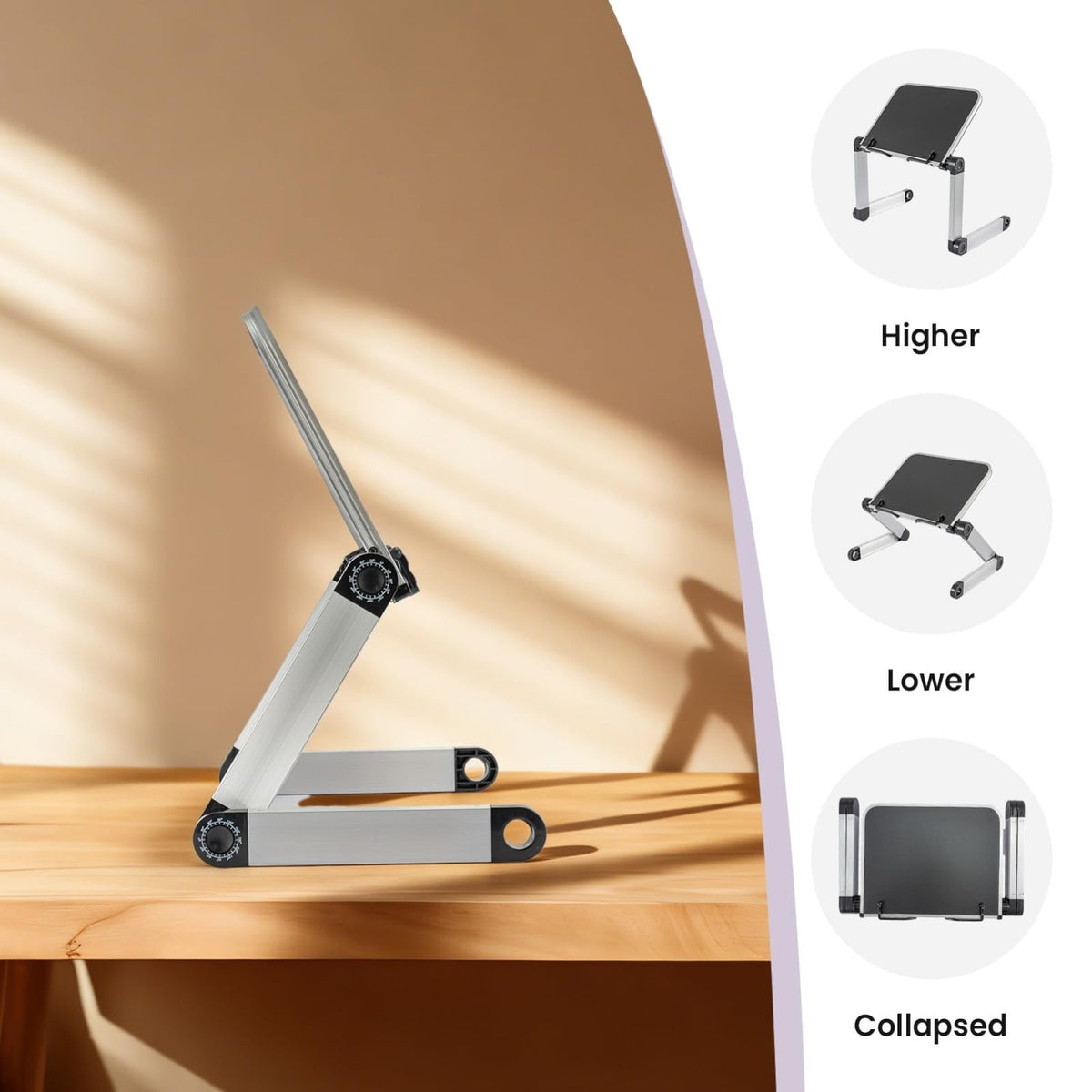 Reading Book Holder Stand, 360° Rotating Base Adjustable & Foldable Design